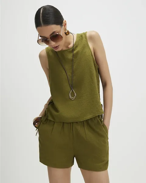 River Island Linen Blend Tie Side Tank Top