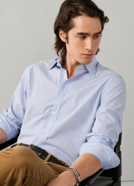 Classic Fit Striped Miniature Check Shirt