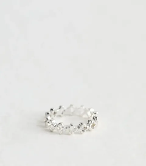 Silver Tone Flower Ring