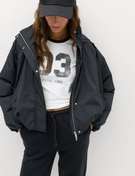 Marks & Spencer Hooded Tech Bomber Jacket Black