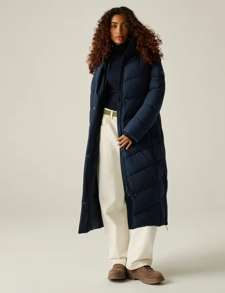Regatta Eloria Hooded Longline Puffer Coat Navy