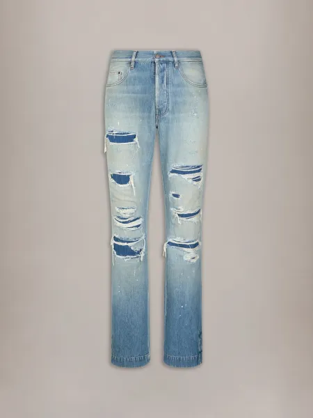 DESTROYED STRAIGHT FLARE JEAN - Ghost Indigo