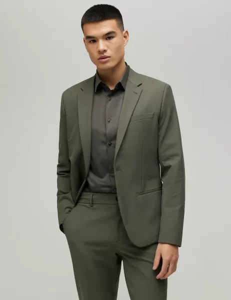 River Island Skinny Fit Stretch Suit Jacket Khaki