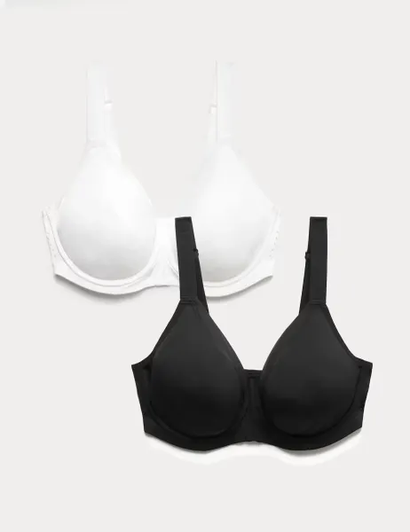 Goodmove 2 Pack Ultimate Support Wired Sports Bras A-H Black Mix