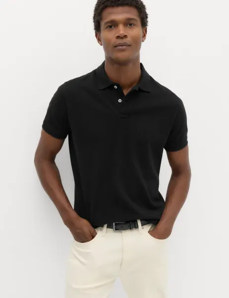 Marks & Spencer The Perfect Cotton Slim fit Pique Polo Shirt Black