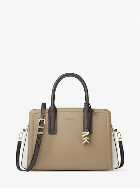Michael Kors Laila Medium Color-Block Pebbled Leather Satchel