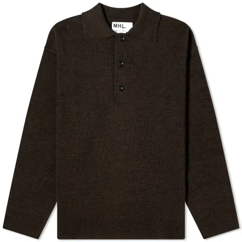 Oversized Knitted Long Sleeve Polo
