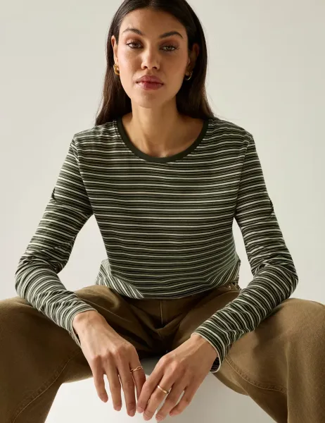 Regatta Federica Jersey Striped Top Khaki