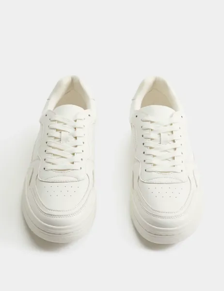 Marks & Spencer Lace Up Club Trainers White Mix