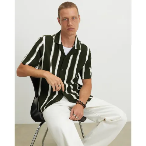 River Island Regular Fit Textured Stripe Shirt