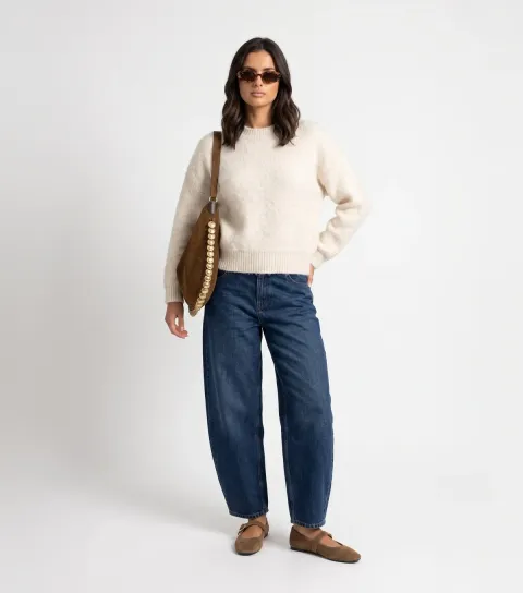 Urban Bliss Women's Cream Knitted Crew Neck Jumper