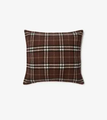 Check Cashmere Cushion in Treacle brown