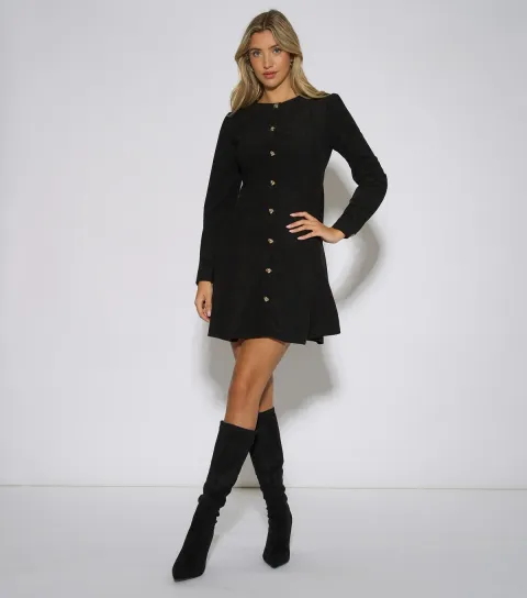 Gini London Women's Black Corduroy Mini Dress
