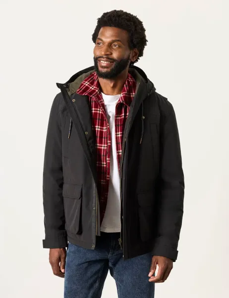 FatFace Padded Waterproof Utility Jacket Black