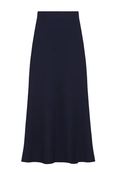 Mari Skirt in Navy Wool Crepe