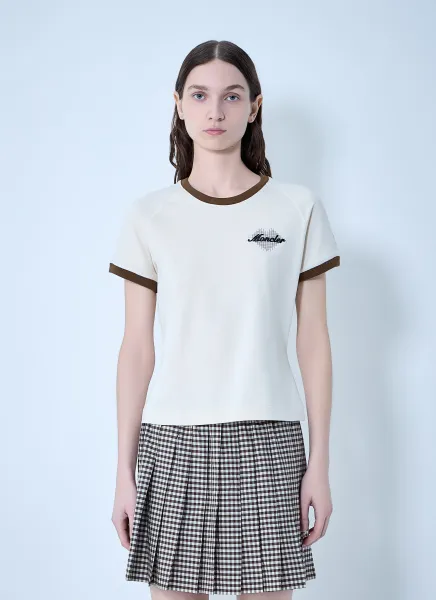 Ringer T-Shirt With Embroidered Detail