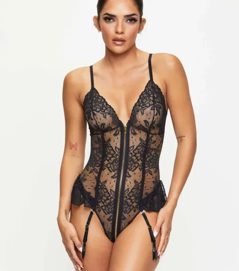 Women's Black Taylor Planet Lace Crotchless Body