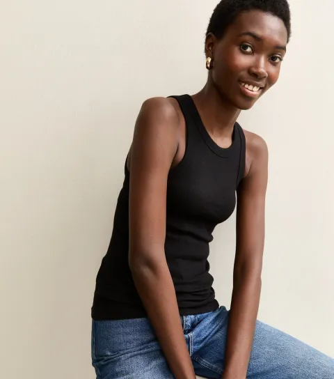 Women's Tall Black Ribbed Racerback Vest