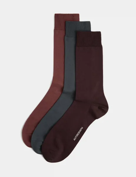 Autograph 3 Pack Egyptian Cotton Rich Socks Burgundy