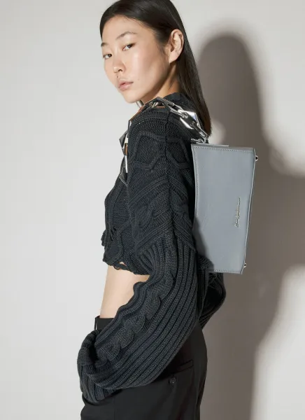 Diamond Chain Leather Shoulder Bag