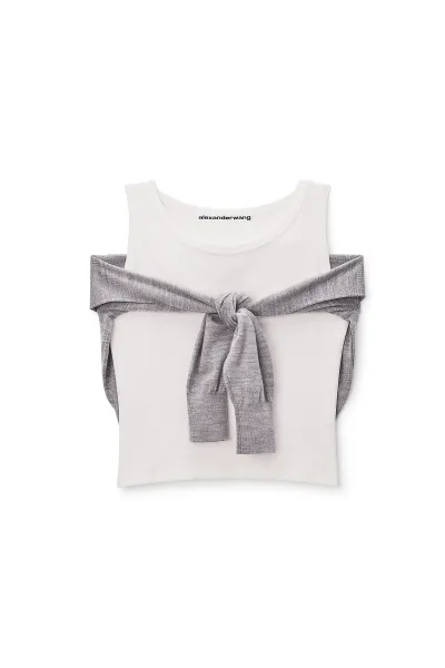 Layered Tank with Tie-Front Sweater Detail