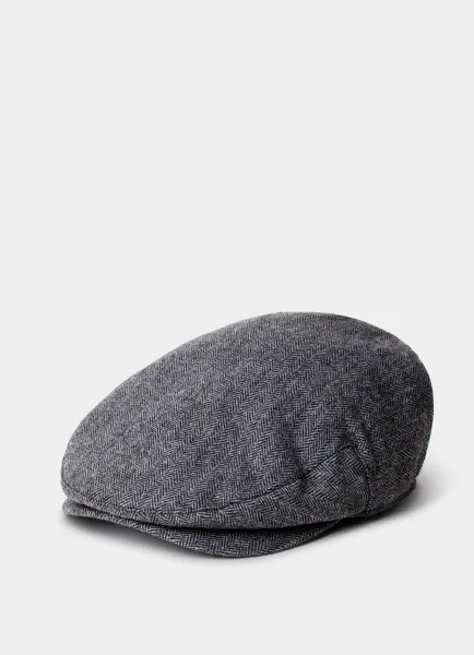 Hackett Wool Blend Herringbone Flat Cap