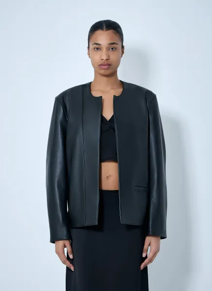 Open Front Leather Jacket