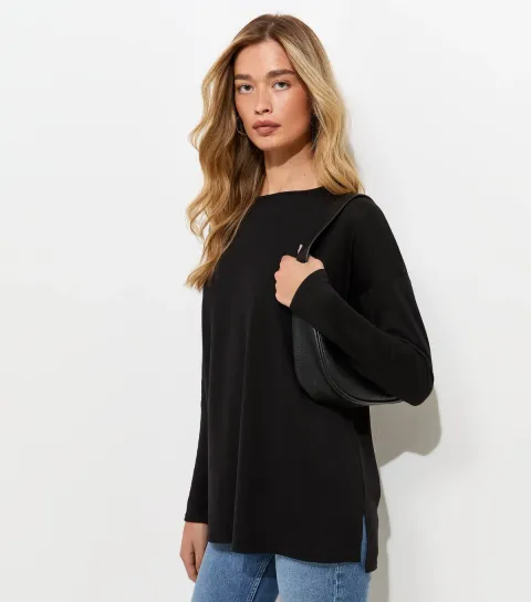 Women's Tall Black Soft Touch Long Sleeve Top