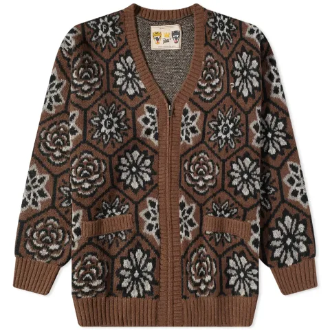 Flower Knitted Zip Cardigan