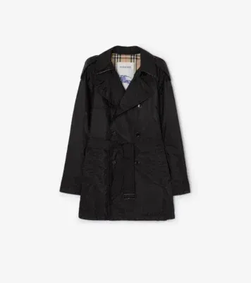 Mid-length Nylon Leadenham Trench Coat in Black