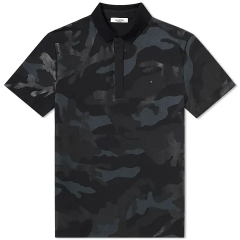 Metallic Overprinted Camo Polo