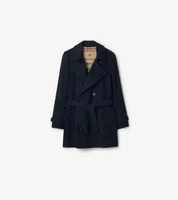 Short Kensington Heritage Trench Coat in Coal blue - Men, Cotton Gabardine
