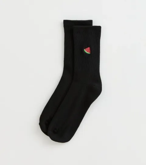 Black Watermelon Embroidered Ankle Socks