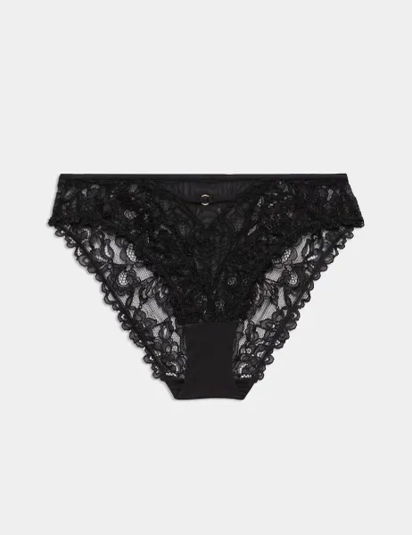 Marks & Spencer Sabine Floral Lace High Leg Knickers Black