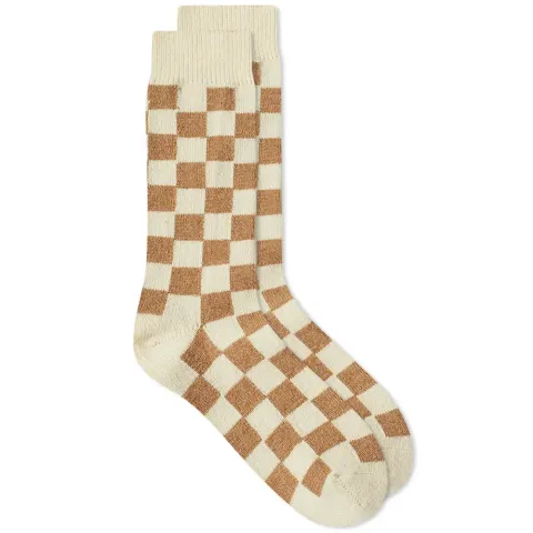 Recycled Wool Checkerboard Crew Sock