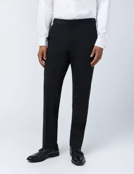 Ted Baker Slim Fit Wool Rich Flat Front Performance Trousers Black