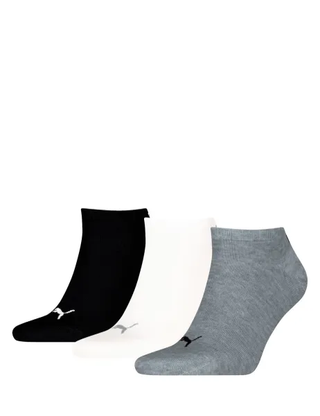 Puma 3 Pack Assorted Cotton Rich Trainer Socks Grey Mix