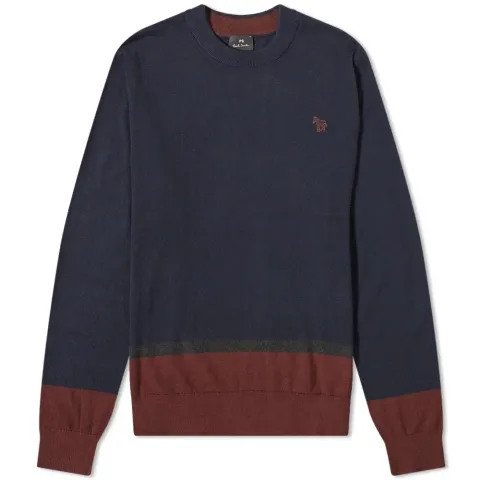 Zebra Panel Crew Knit