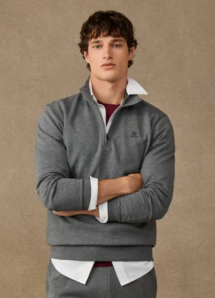 Branded Cotton Quarter Zip Sweat
