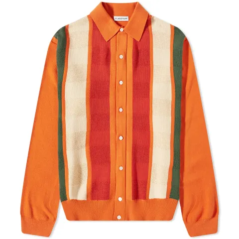Stripe Knit Polo Cardigan