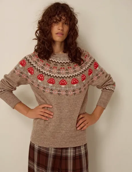 Monsoon Patterned Jumper Beige Mix