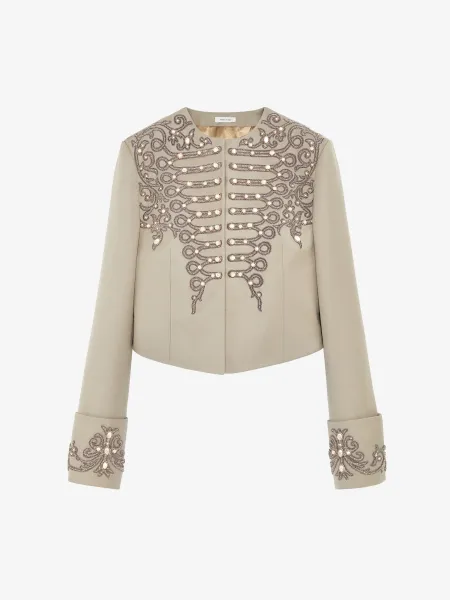 Beaded Frogging Cropped Jacket