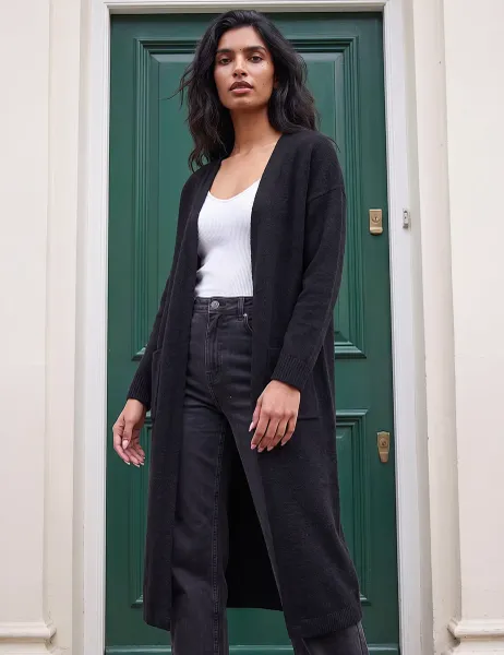 Roman Longline Cardigan Black Mix