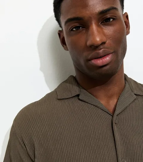 Jack & Jones Men's Dark Brown Relaxed Striped Short Sleeve Shirt