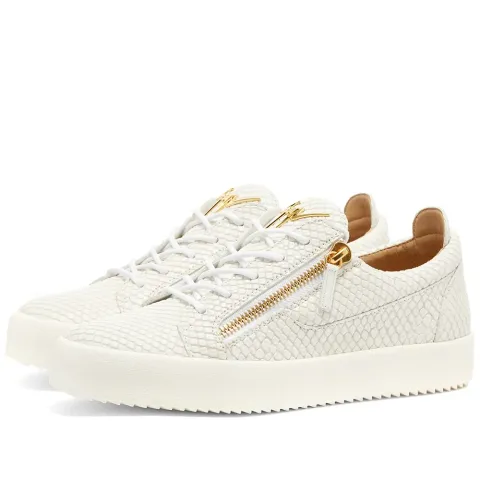 Double Zip Python Leather Low Sneaker
