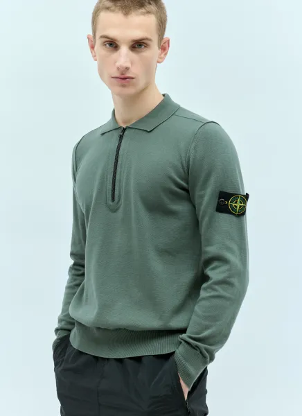 Quarter-Zip-Up Knit Sweatshirt