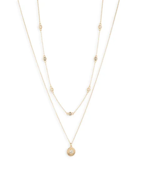 Lauren Ralph Lauren Two-Row Cubic Zirconia Station Necklace 17 Inch