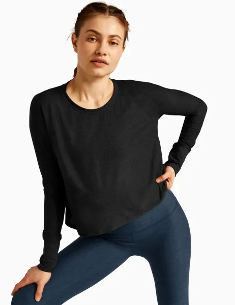 Beyond Yoga Featherweight Daydreamer Crew Neck Yoga Top Black