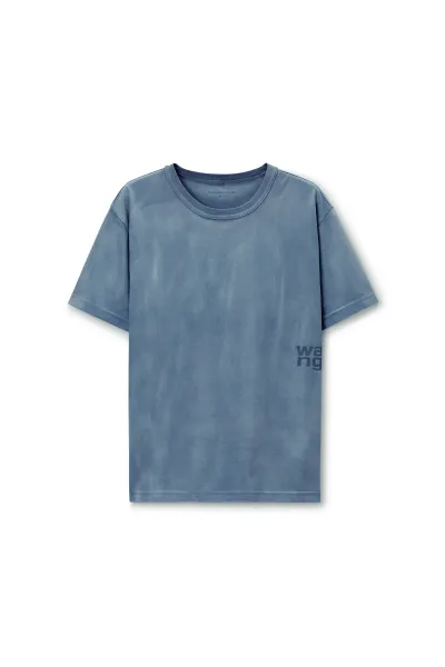 Blue Cotton-Jersey Logo Tee
