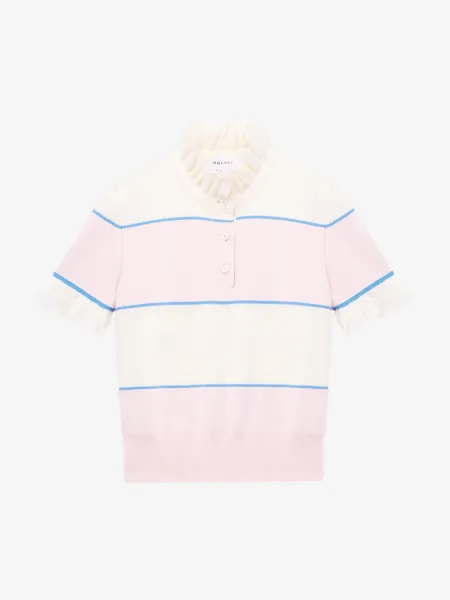 Ruffle Trim Striped Top